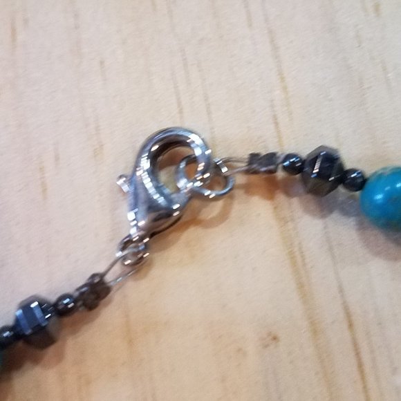 Blue Marble Gemstone Necklace with Silver Accent - Picture 3 of 3